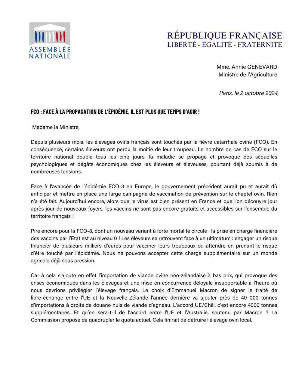 Communiqué: FCO : Face à la propagation de l&rsquo;épidémie, il est plus que temps d&rsquo;agir
