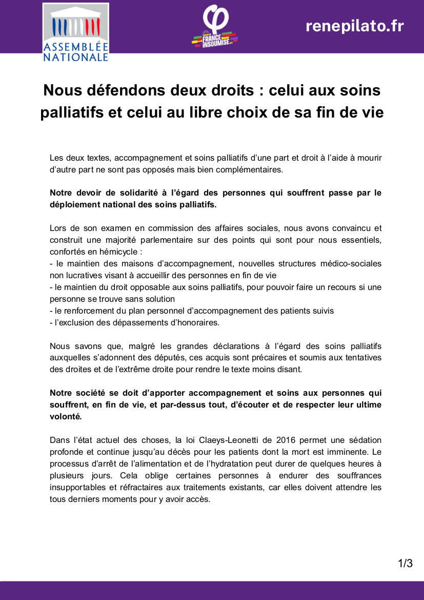 Tribune: Nous défendons le droit au soins palliatifs ET le droit à l&rsquo;aide à mourir
