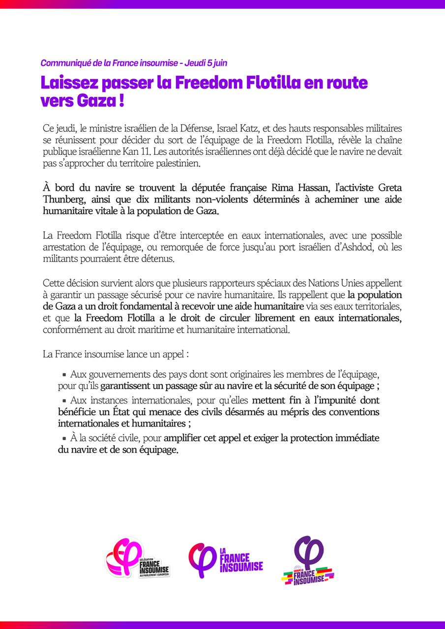 Laissez passer la Freedom Flotilla en route vers Gaza!