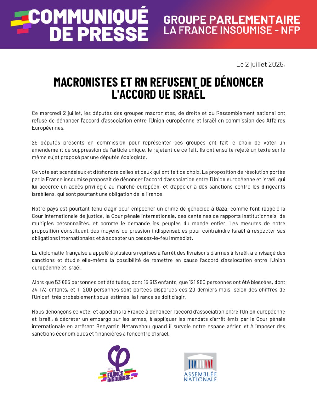 Macronistes et RN refusent de dénoncer l&rsquo;accord UE Israël