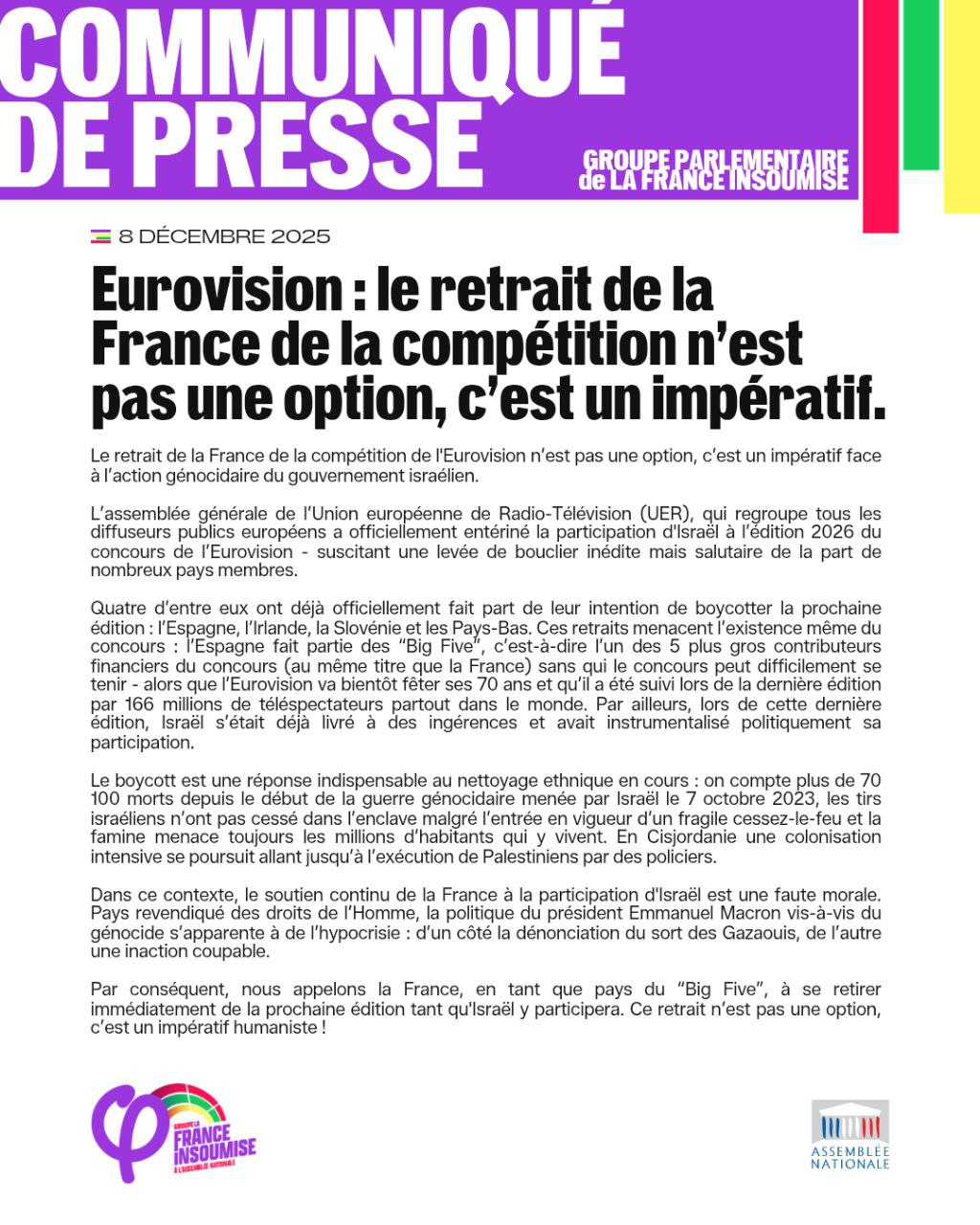 Eurovision: le retrait de la France est impératif.