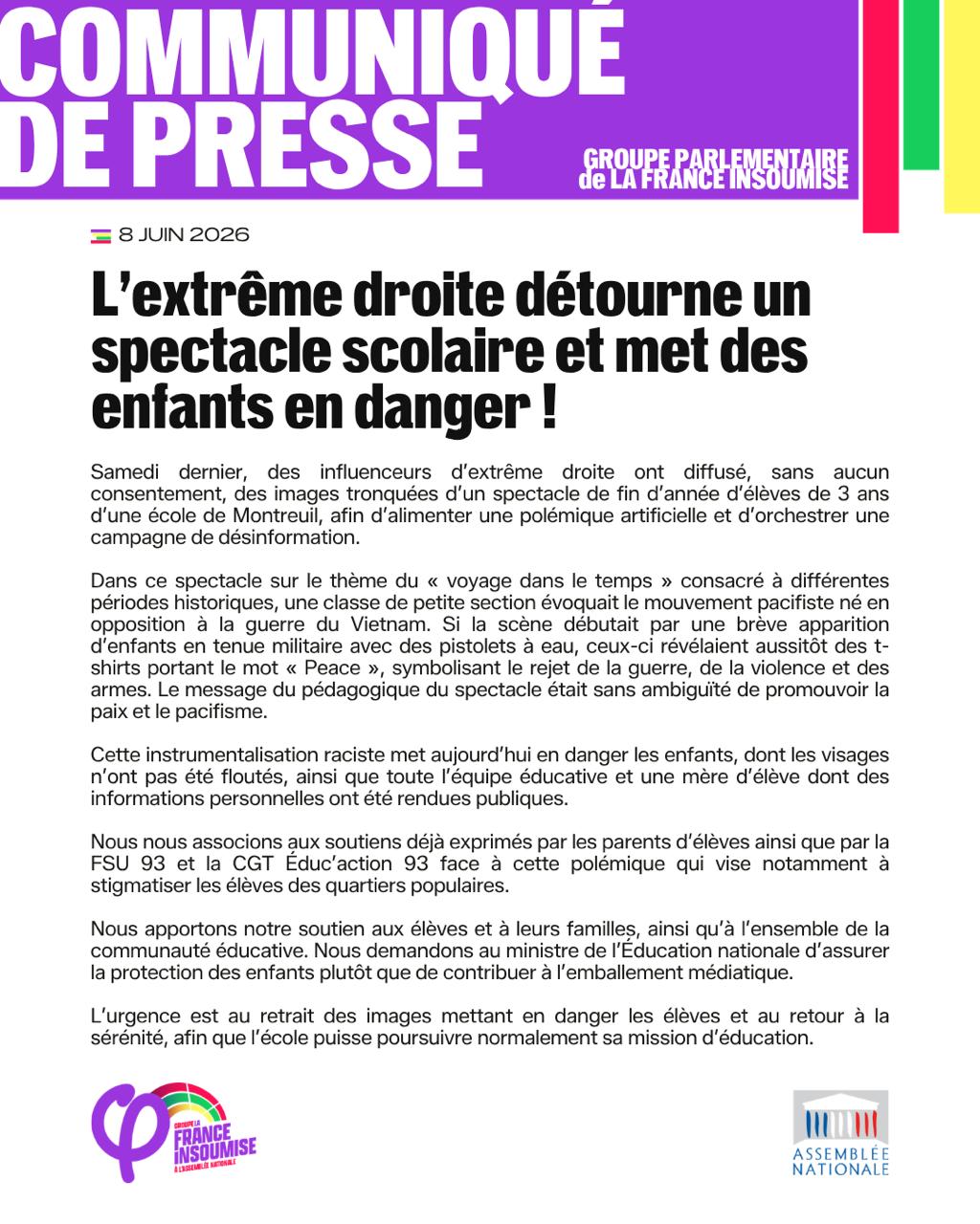 L&rsquo;extrême droite détourne un spectacle scolaire et met des enfants en danger!