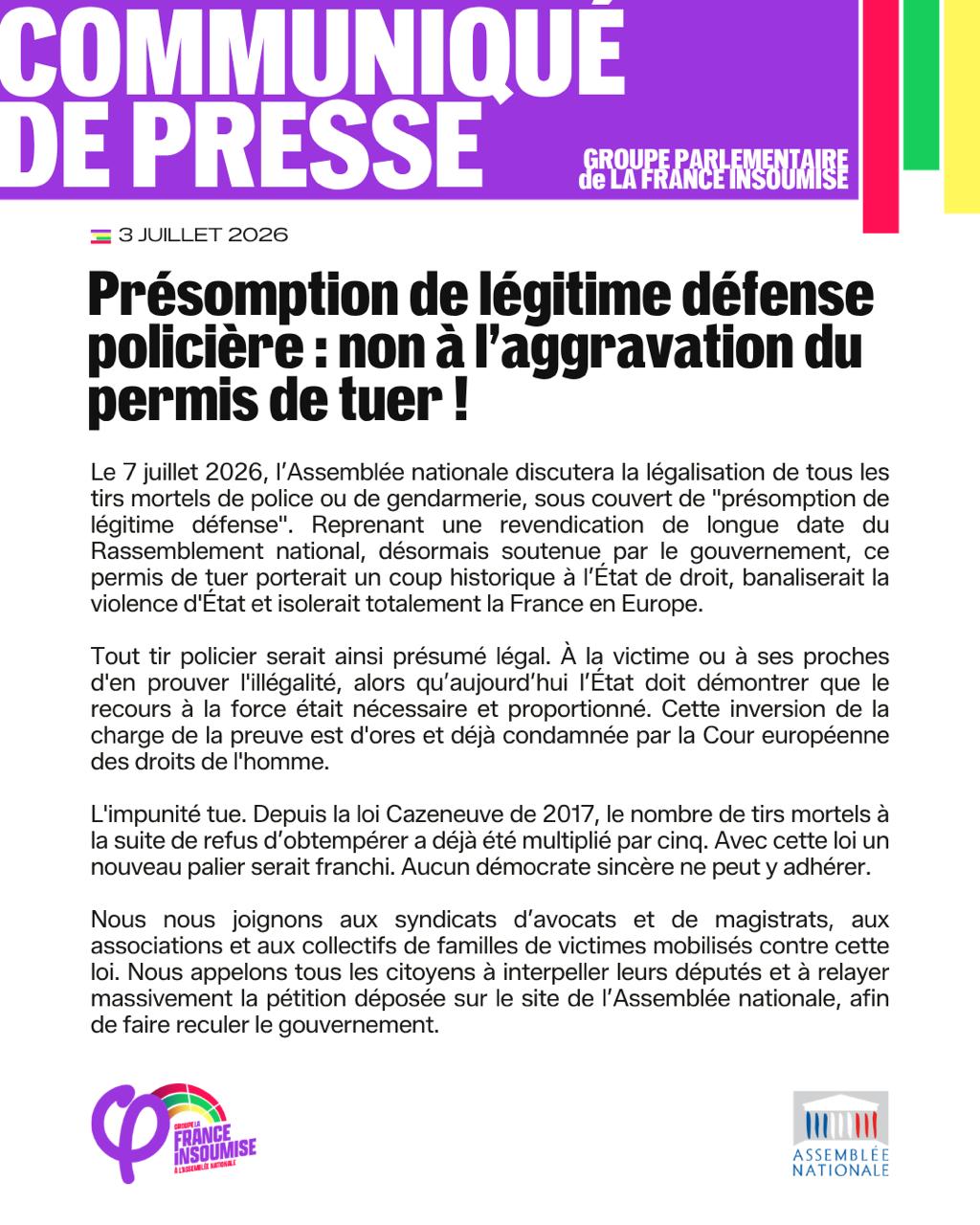 Légitime défense policière: l&rsquo;aggravation du permis de tuer!