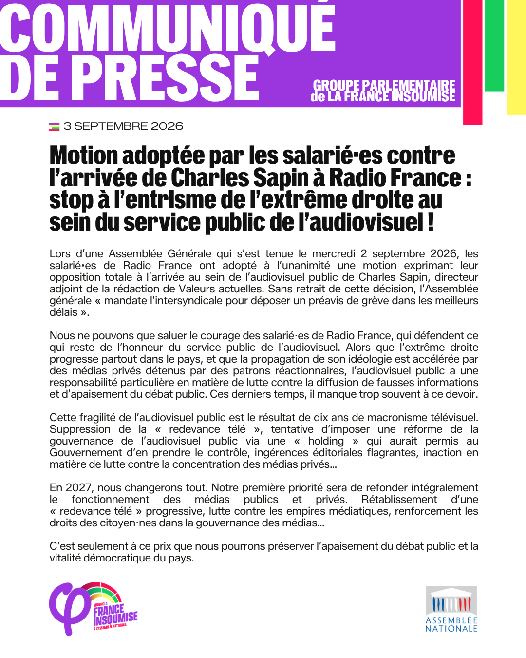 Motion adoptée à Radio-France: stop à l&rsquo;extrême droite dans le service public!