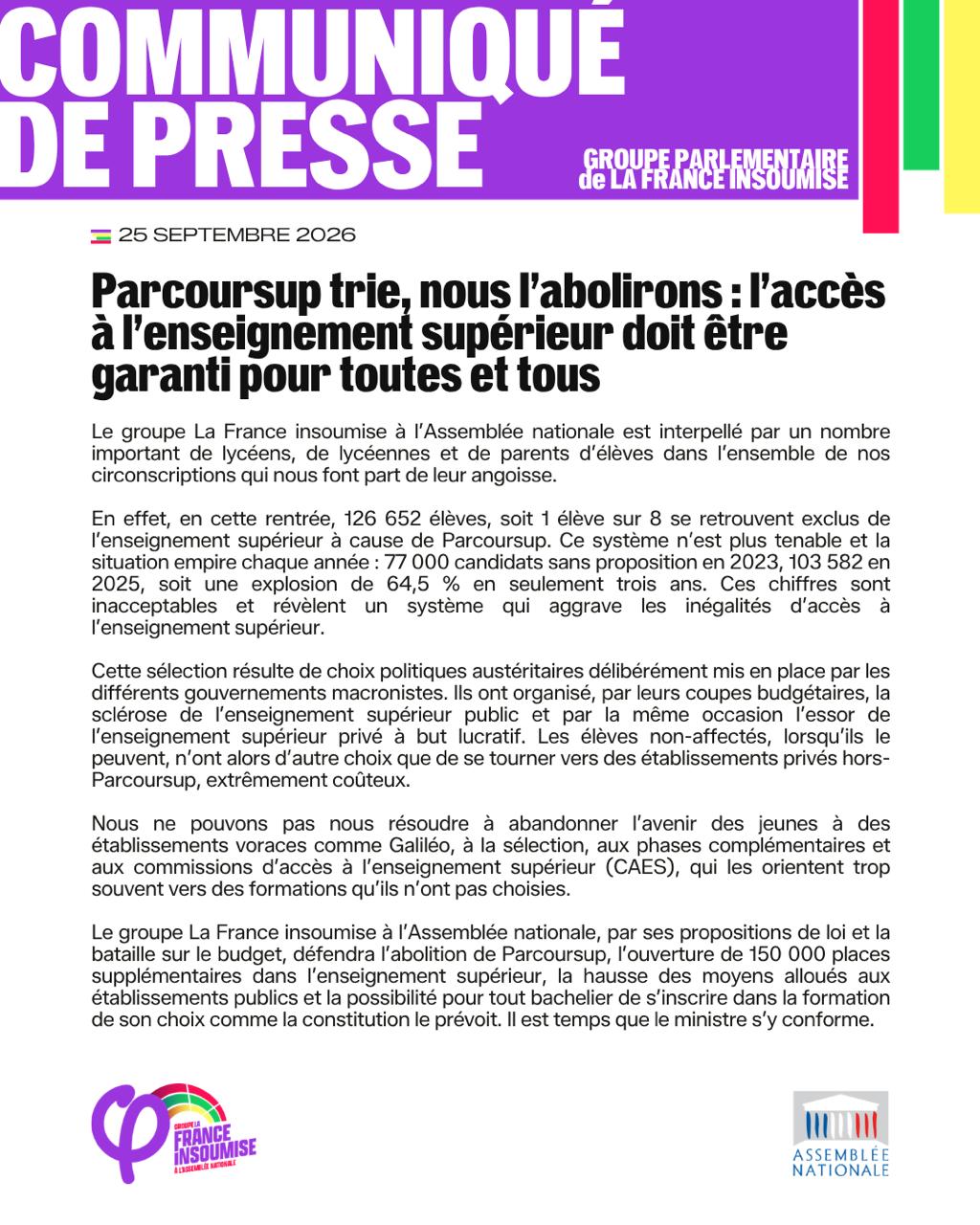 Parcoursup trie, nous l&rsquo;abolirons.