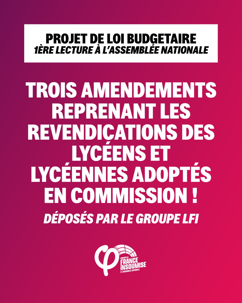 Trois amendements inspirés des lycéens adoptés en commission!